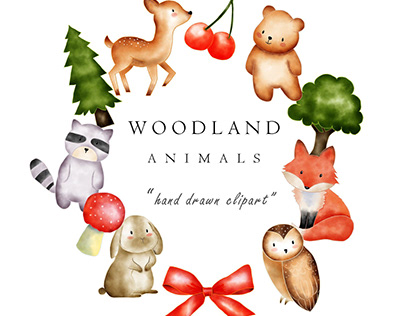 Watercolor Woodland Animal Clip Art Images