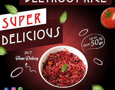 Beetroot Rice | Food Poster Design PSD File