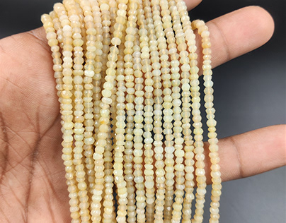 Natural Yellow Opal Faceted Rondelle Gemstone Beads