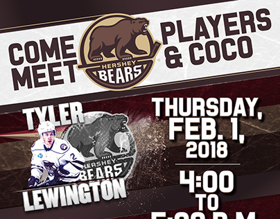 Hershey Bears player appearance promo materials.