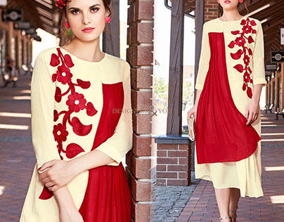 Designer Party Wear Kurtis With Full Sleeve & Embroider