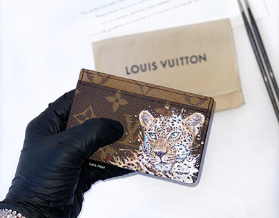 Hand-painted Leopard on Louis Vuitton Card Holder