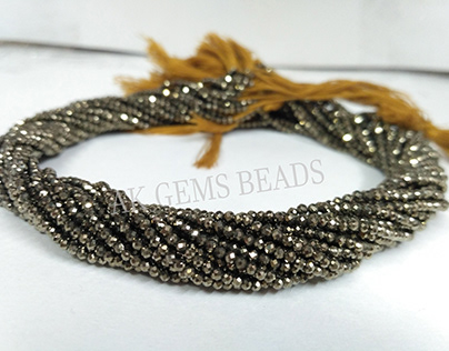 Natural Pyrite Faceted Rondelle Gemstone Beads Strand