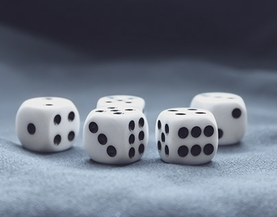 Five white dice for game