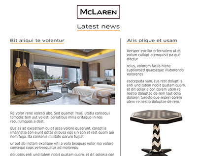 E-newsletter template for furniture company