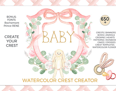 Watercolor baby Crest Creator