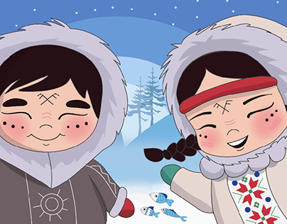 Family snowmobile tour. Vector Characters