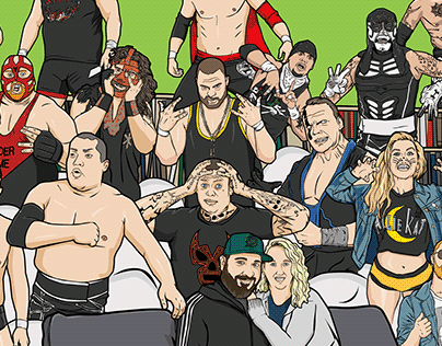Portrait of my Friend with their Favorite Wrestlers