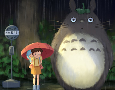 Ghibli's Totoro Bus Scene Fan Art