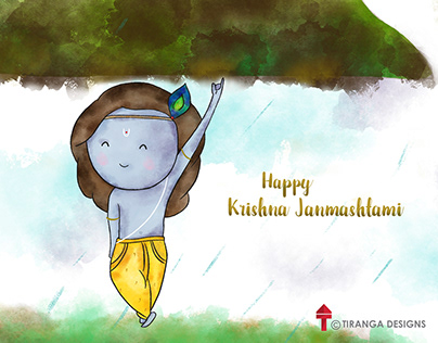 Krishna Janmashtami- Watercolor Character Illustrations