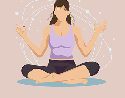 Vector illustration, girl yoga in the lotus position