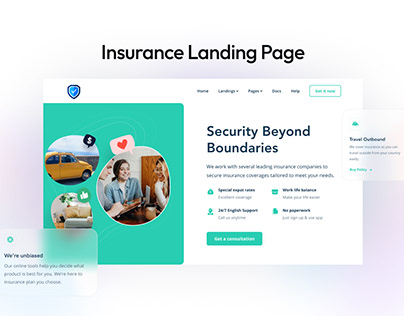 Insurance Company Landing Page Design Exploration