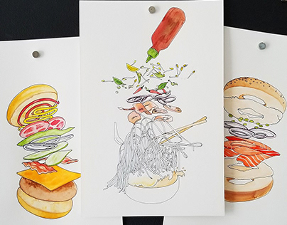 Exploded Food Watercolors