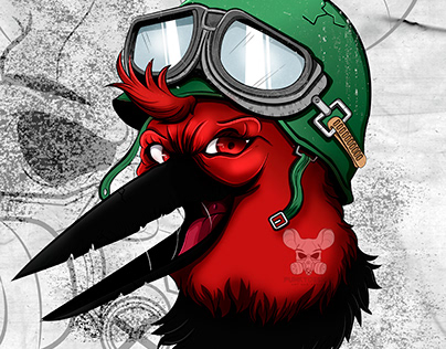 Ilustración digital para cliente: "War Woodpecker"