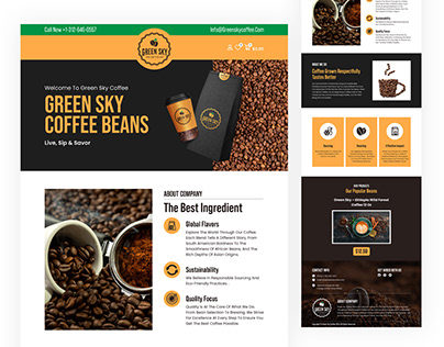 Green Sky Coffee Landing Page UX/UI Design