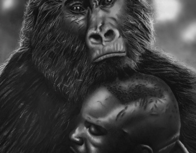 André Bauma & gorilla • Pencil drawing