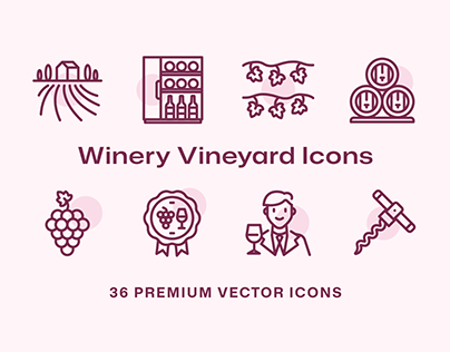 36 Winery Vineyard Icons