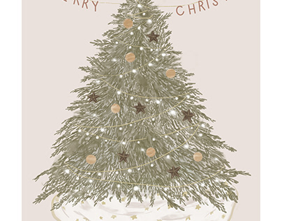 Boho Watercolor Christmas Tree