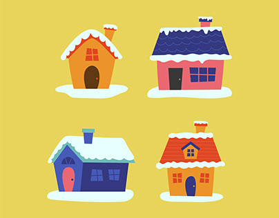 Winter house element design illustration