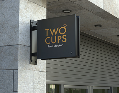 Free Outdoor Square Logo Sign Mockup