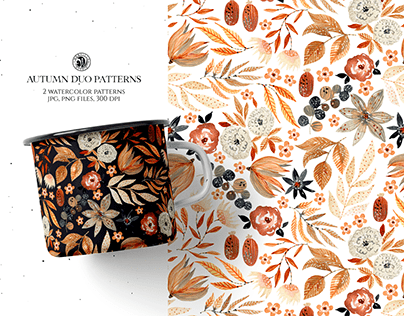 Autumn Duo Watercolor Patterns