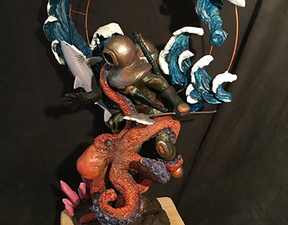 octopus v deep sea diver (clay)