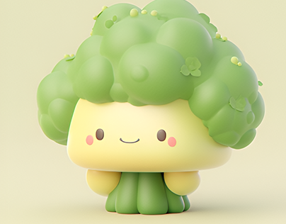 3D Cute Broccoli Vegetables