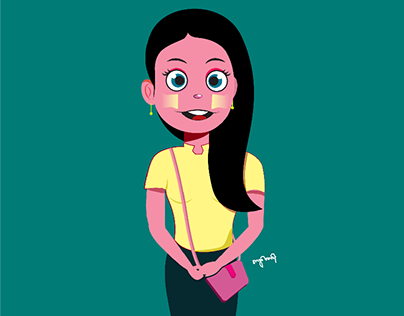 Myanmar girl illustration