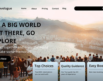 Travelogue Web landing page