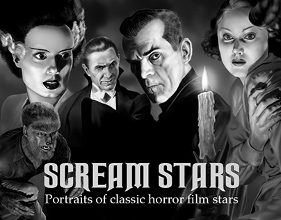 SCREAM STARS: B&W Portraits of Horror Film Stars