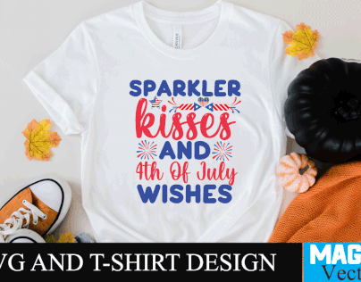 Sparkler Kisses and 4th of July Wishes T-shirt Design