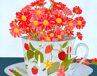 Teacup Floral Illustration