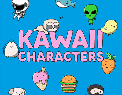 Cute Kawaii Characters - Vector Graphics Set