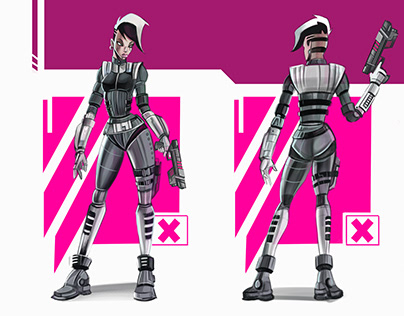 Female cyberpunk character design