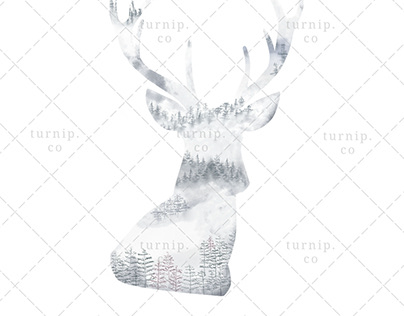 Watercolor Deer Head Clipart PNG Sublimation Graphic