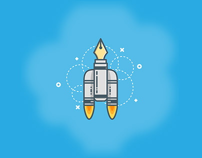 Pen Rocket Ship Illustration in Adobe Illustrator