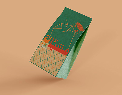 Packaging design for paper bag,tea cup sleeve, stiker