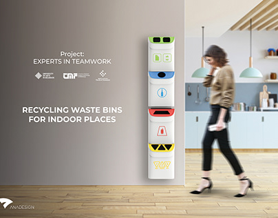 Recycling waste bins for indoor spaces