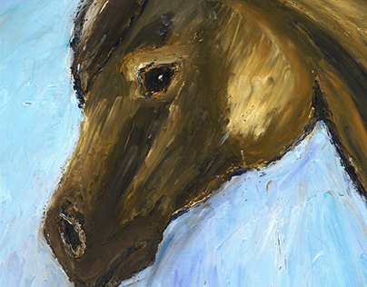 Horse Head Portrait with Pallet Knife Painting