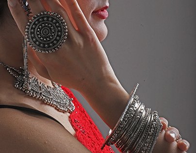 Campaign shoot for silver oxidised jewellery