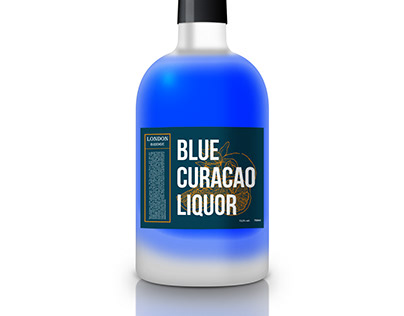 Blue Curaçao Liquor label