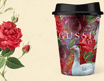 Дизайн стаканов с кофе для кофейни Gussi