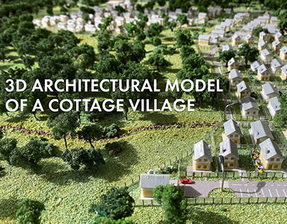 3D architectural model of a cottage village