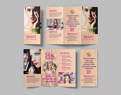 Beauty Brochure Design, Trifold Brochure, Brochure