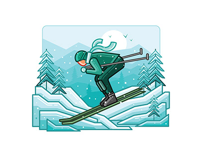 Snowboarder Winter Line Illustration
