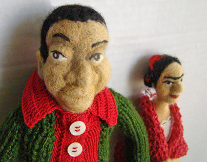 Frida and Diego - fiber  dolls