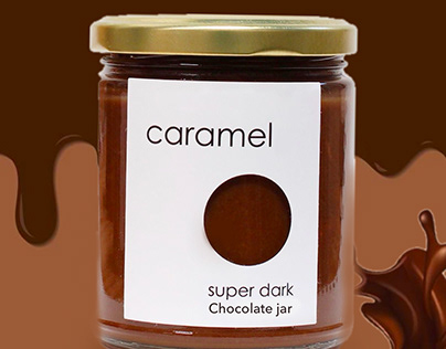a caramel dark chocolet jar poster design