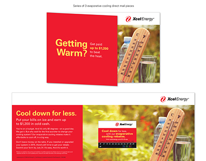 Series of three evaporative cooling direct mail pieces