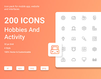 Hobbies And Activity Icon Set