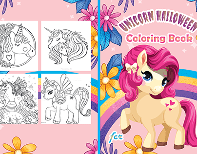 Unicorn halloween coloring book for kids